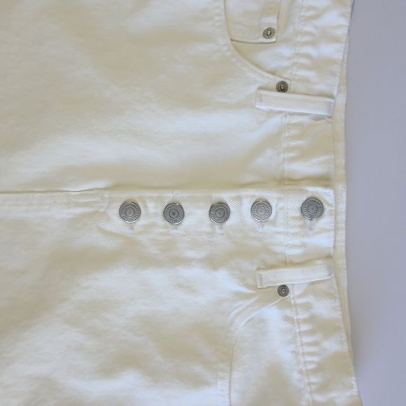Lucky Brand Skirt Women 6/28 White Denim Cut Off Mid Rise Mini Short Button Fly - Picture 3 of 11